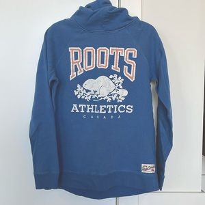 Roots Athletics Canada - ladies light blue slim fit hoodie with high neck